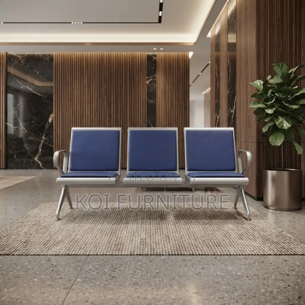 Office Bench; Leather Padded Three Seaters Front Benches