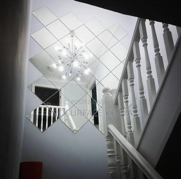 Diamond Acrylic Mirror Tiles – Silver Peel & Stick - main view