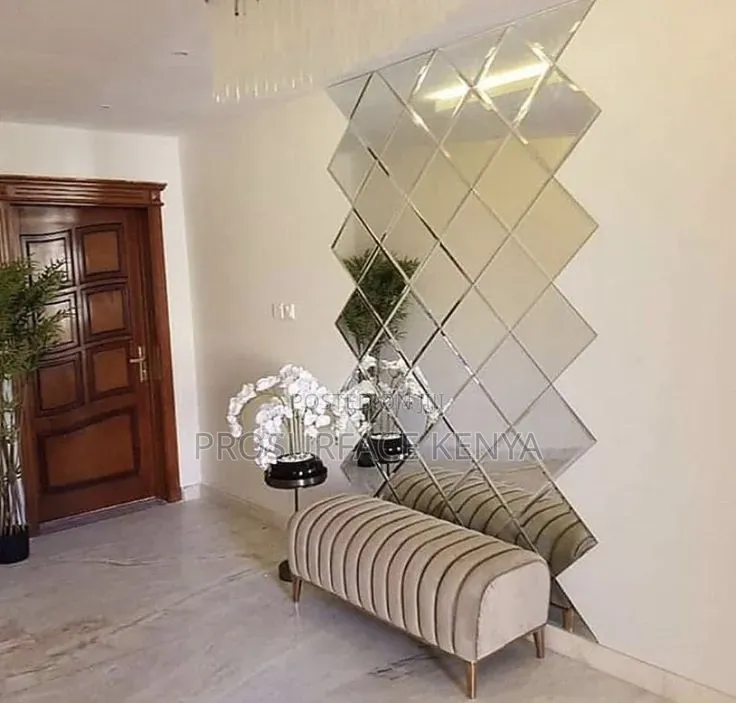 Diamond Acrylic Mirror Tiles – Silver Peel & Stick