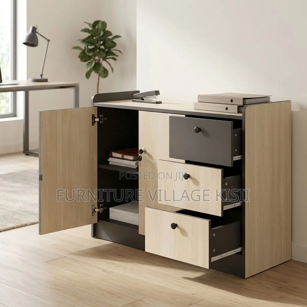 3-Compartment Modern Office Credenza.