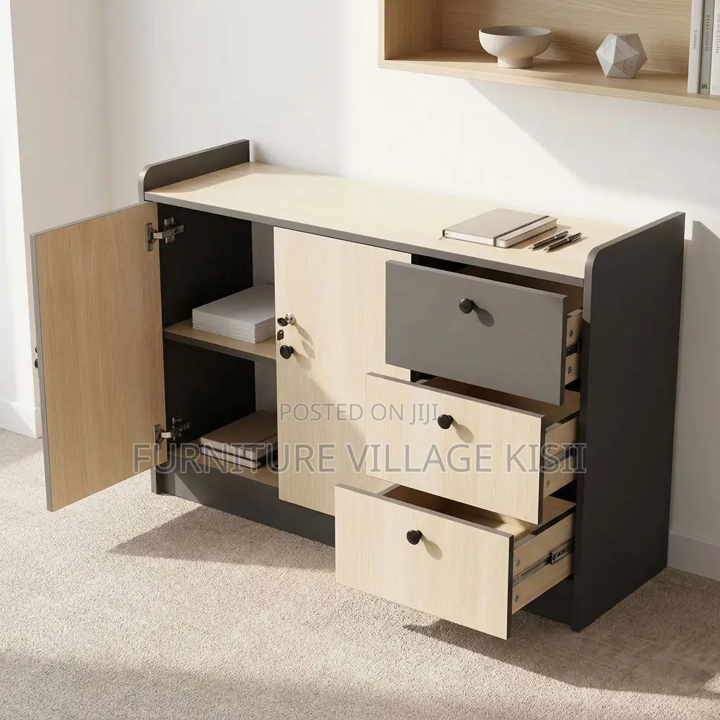 3-Compartment Modern Office Credenza.