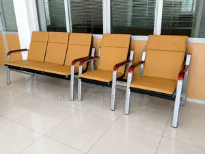 Premium 4-Seater Reception & Waiting Bench – Tan Leather Finish