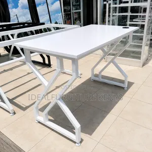 Modern White Executive Office Desk With X-Frame Legs