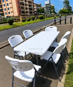 6-Seater Folding Table & Chair Set – White