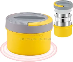 *Portable Macaron 800ml Stylish Round Shape With Steel Insert