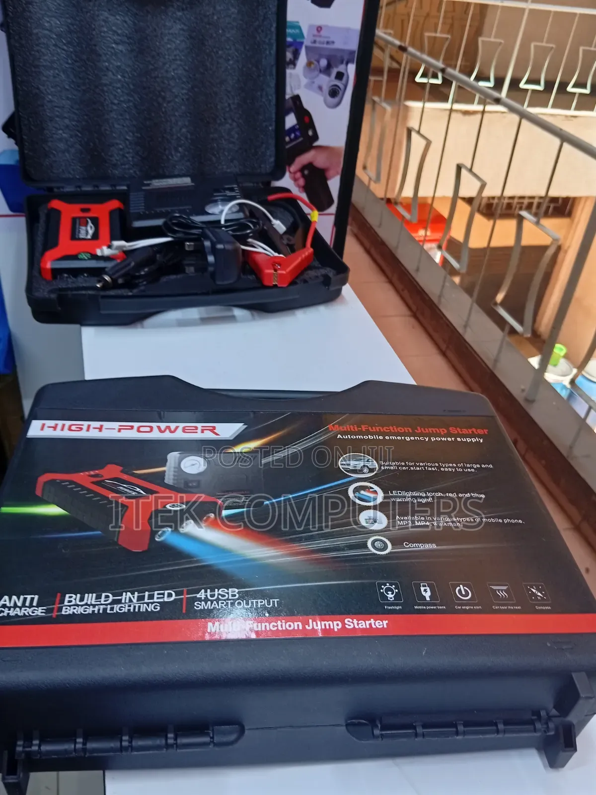 Multi Function Car Jump Starter With Air Pump and Emergency Light Kit!