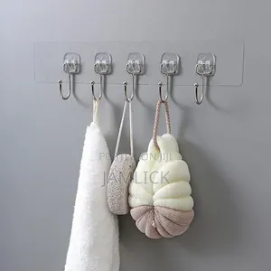 5-in-1 Strong Adhesive Wall Hooks – Transparent - Cr