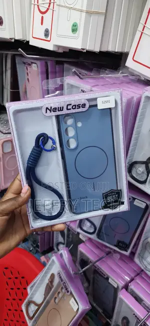 A Blue Magnetic Case With a Wrist Lanyard for Samsung Galaxy S25 FE