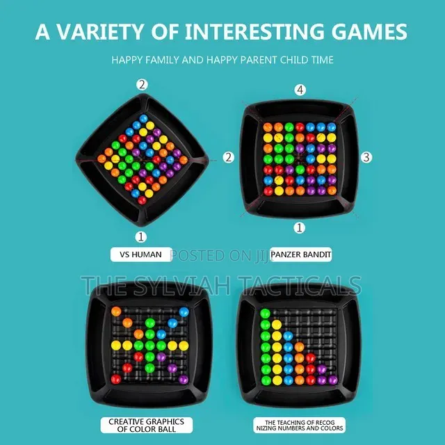 48 Ball Beads Game Puzzle Magic Chess Board Games Rainbow