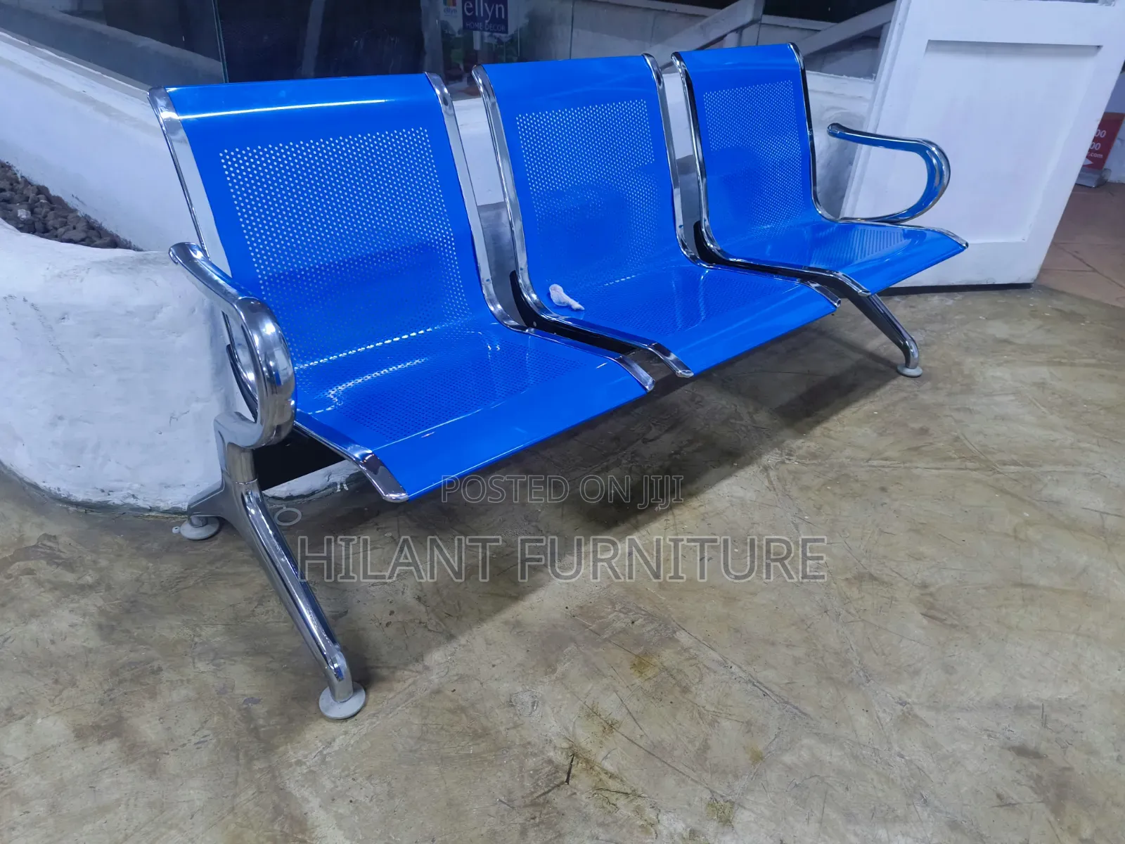 Blue 3 Seater Link Waiting Reception Bench