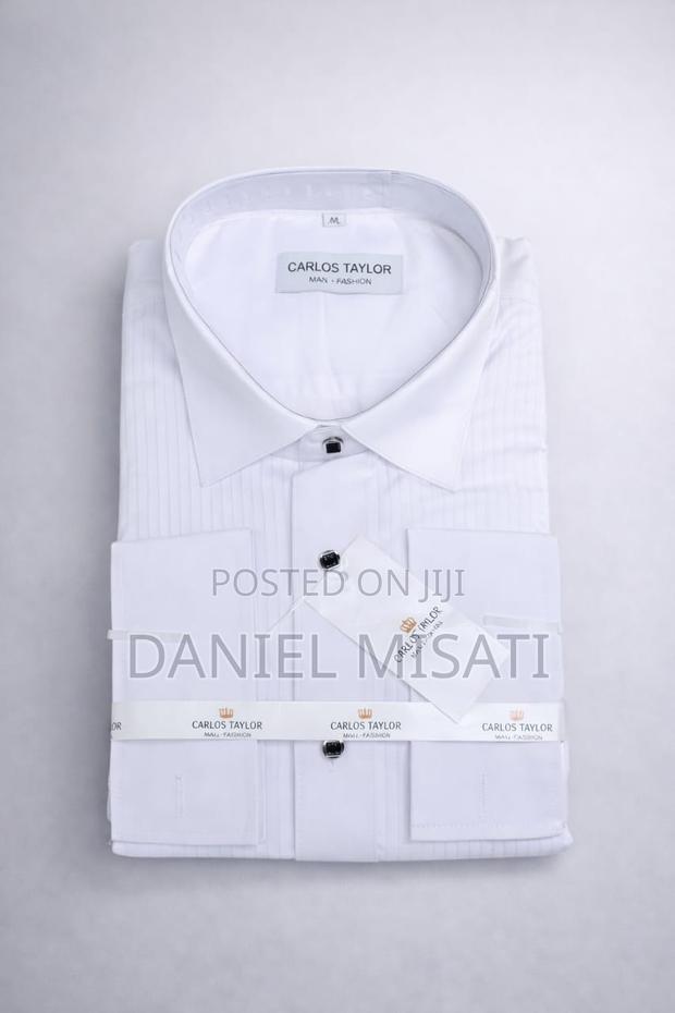 White Cufflink Advocate Shirt – Pleated Court Shirt for Lawyers