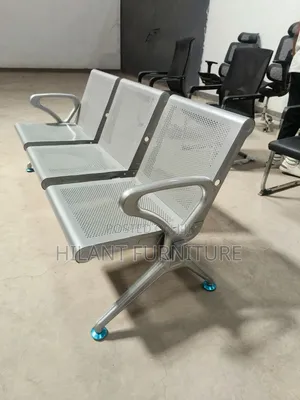 Steel Heavy-Duty Three-Seater Reception Visitors Waiting Bench