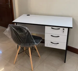 Office Desk With 3 Drawers – White Computer Workstation.