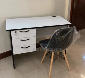 Office Desk With 3 Drawers – White Computer Workstation.