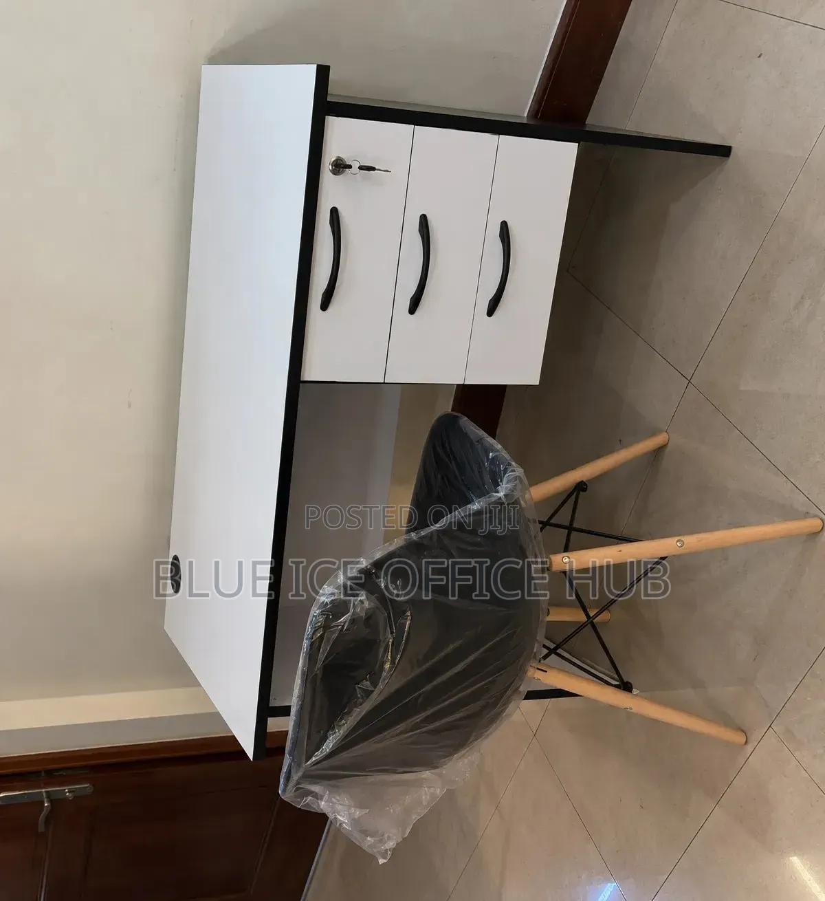 Office Desk With 3 Drawers – White Computer Workstation.