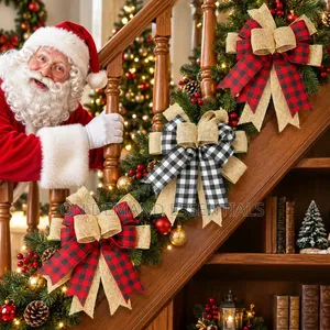 Christmas Black and White Plaid Bow