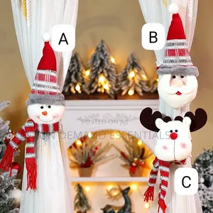 Santa, Snowman & Reindeer Christmas Curtain Tiebacks