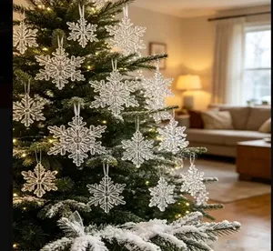 6-Piece Crystal Snowflake Christmas Ornaments