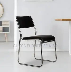 Chrome Low Back Leather Chair With Metallic Frame