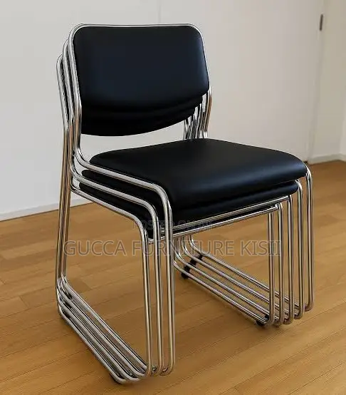 Chrome Low Back Leather Chair With Metallic Frame