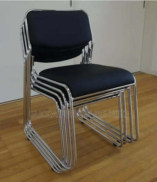 Chrome Low Back Leather Chair With Metallic Frame