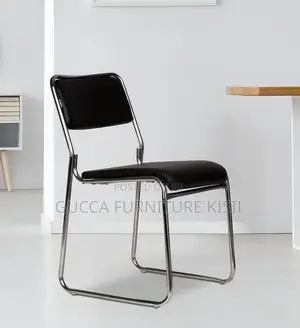 Chrome Low Back Leather Chair With Metallic Frame