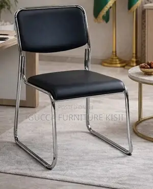 Chrome Low Back Leather Chair With Metallic Frame