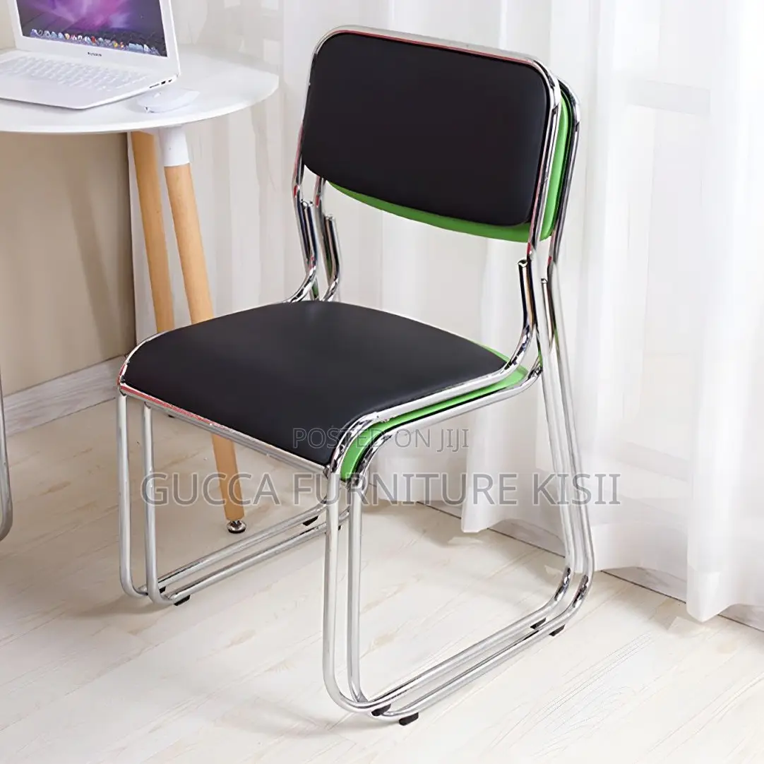 Chrome Low Back Leather Chair With Metallic Frame