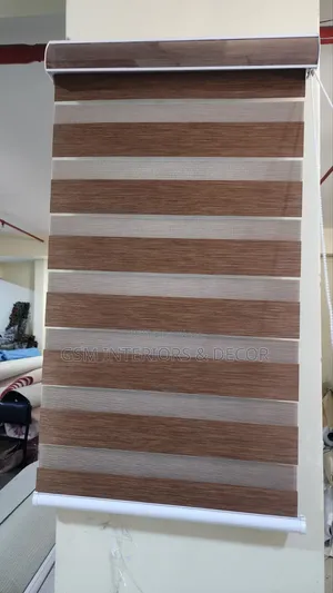 Horizontal Zebra/Roller Blinds for Kitchen Windows and Office Brown