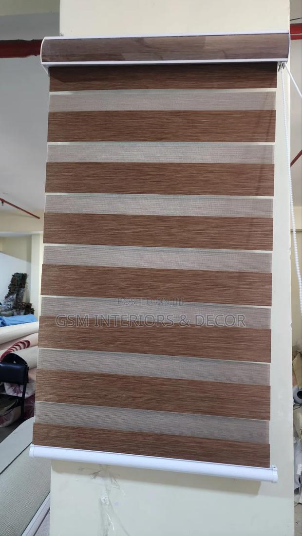 Horizontal Zebra/Roller Blinds for Kitchen Windows and Office Brown