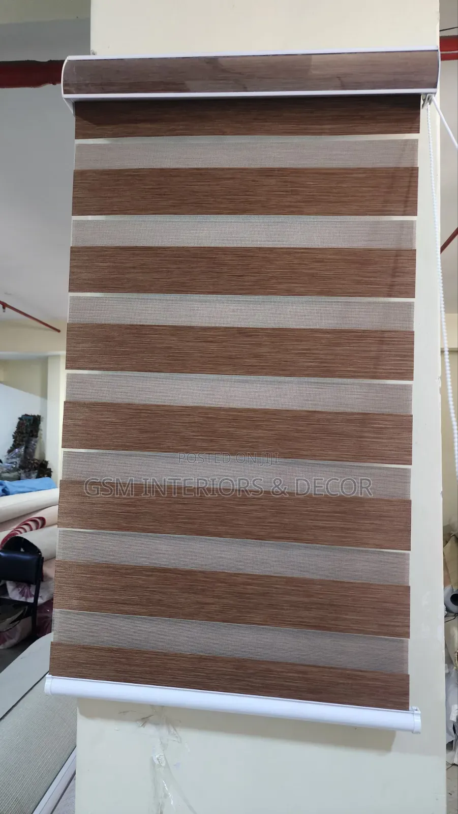 Horizontal Zebra/Roller Blinds for Kitchen Windows and Office Brown