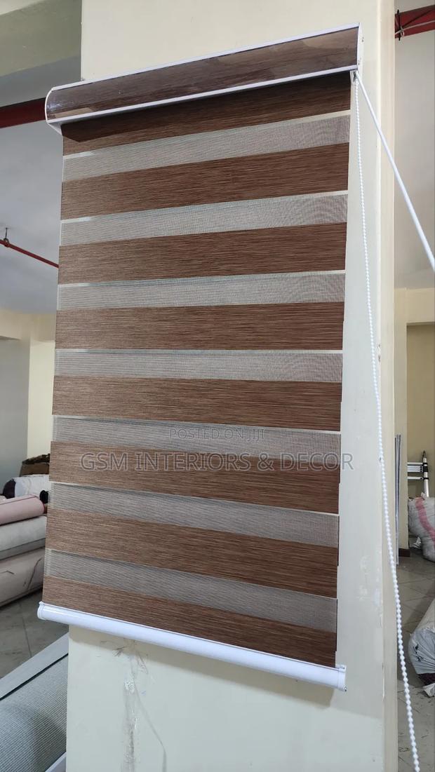 Horizontal Zebra/Roller Blinds for Kitchen Windows and Office Brown - thumbnail 2