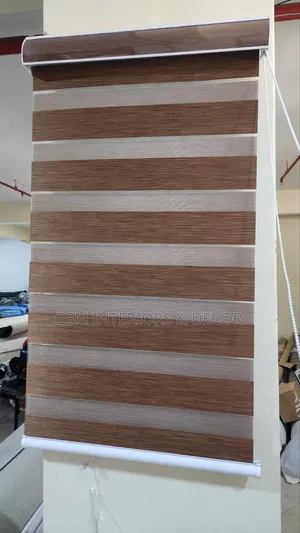 Horizontal Zebra/Roller Blinds for Kitchen Windows and Office Brown