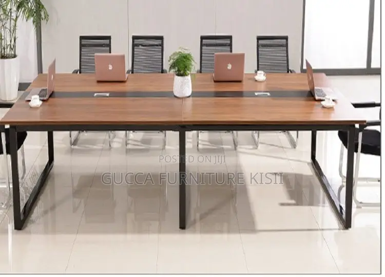 10 User Boardroom Table With Metallic Frame