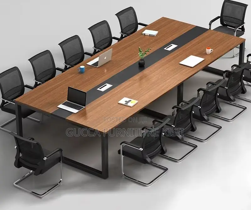 10 User Boardroom Table With Metallic Frame