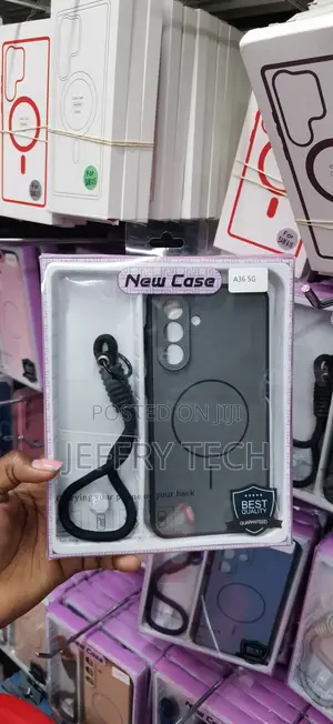 Black Magnetic New Case Cover a Wrist Strap for Samsung Galaxy A36