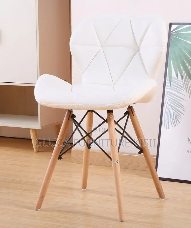 White Leather Padded Modern Eames Chair