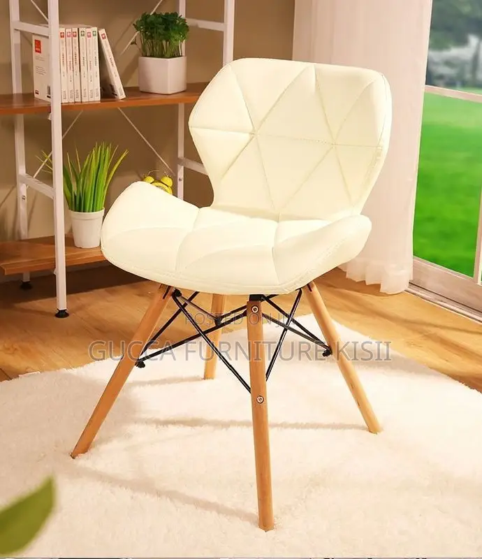 White Leather Padded Modern Eames Chair