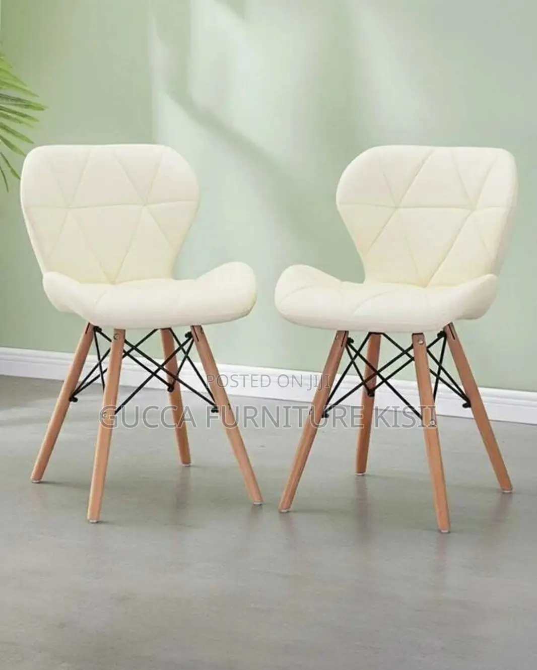 White Leather Padded Modern Eames Chair