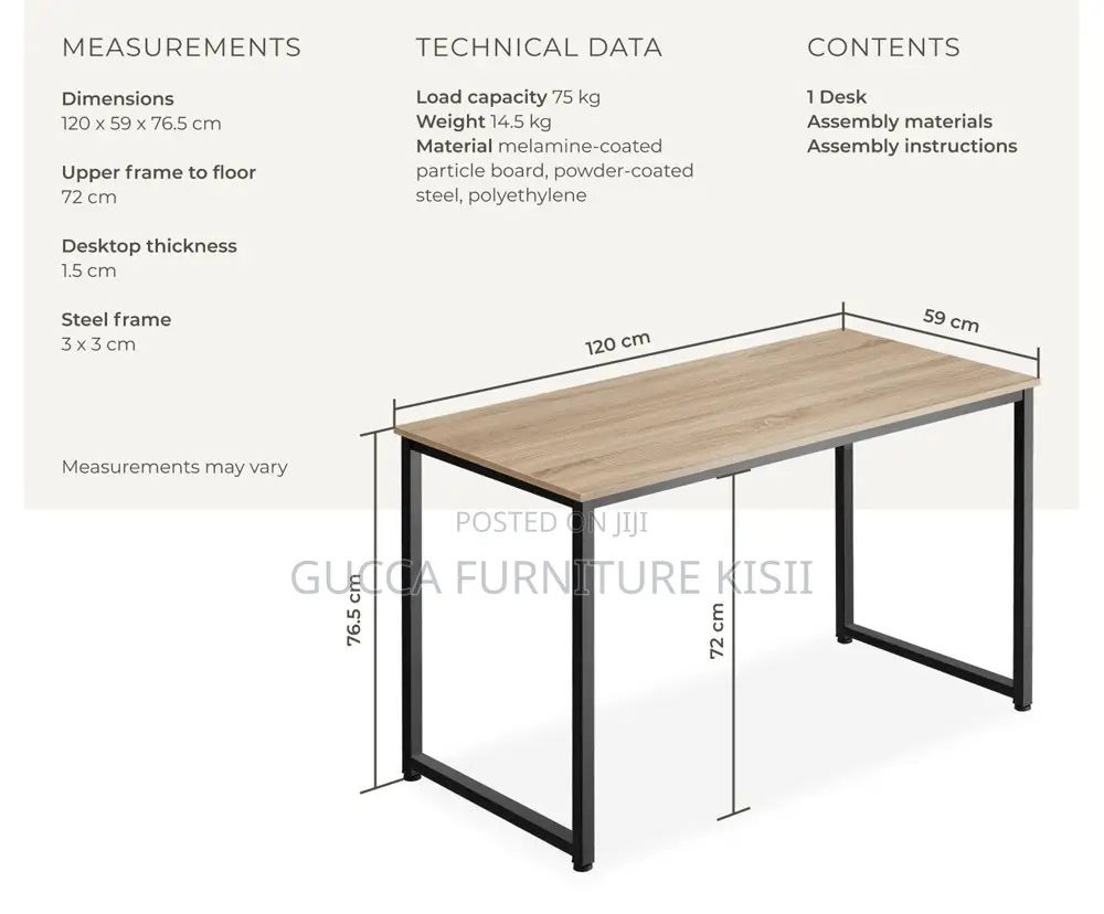 120CM Computer Desk With Waterproof MDF Board