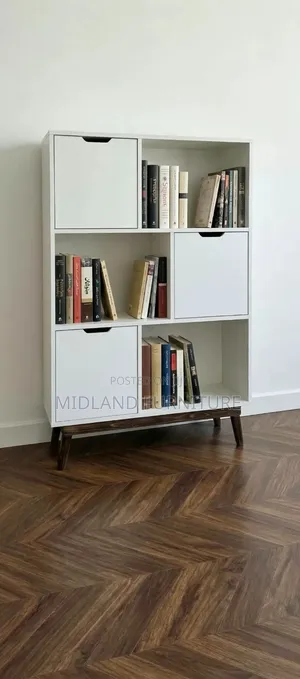 White 6 Cube Bookshelf With Storage Cabinets Pay on Delivery