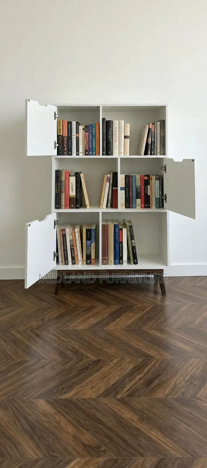 White 6 Cube Bookshelf With Storage Cabinets Pay on Delivery
