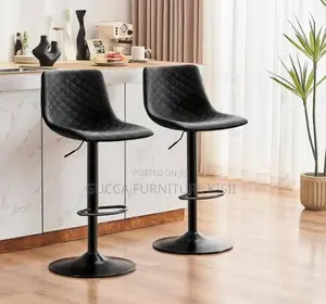 Leather Swivel Barstool With Ergonomic Backrest