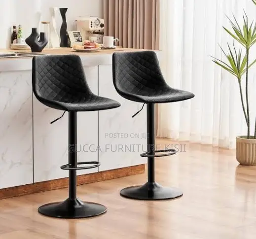 Leather Swivel Barstool With Ergonomic Backrest