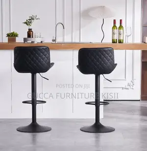 Leather Swivel Barstool With Ergonomic Backrest