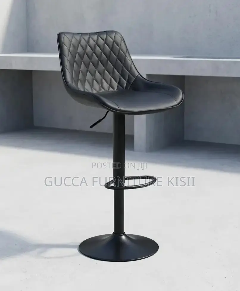 Leather Swivel Barstool With Ergonomic Backrest