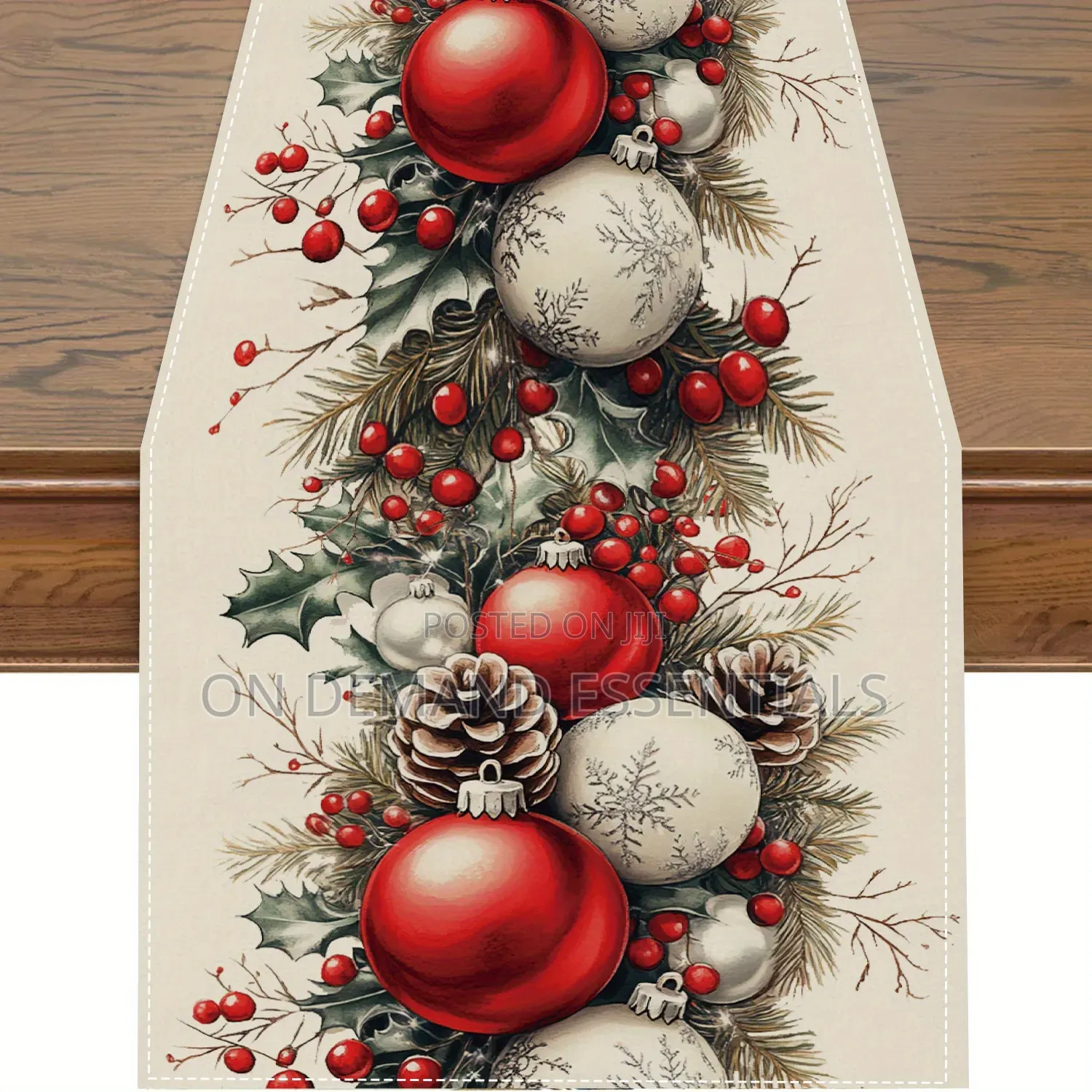 *Christmas Table Runner Xmas Linen Table Cover Merry Christmas