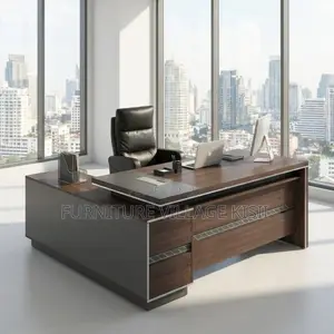 1800mm Brown Executive L-Shaped Office Desk