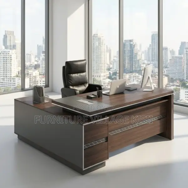 1800mm Brown Executive L-Shaped Office Desk