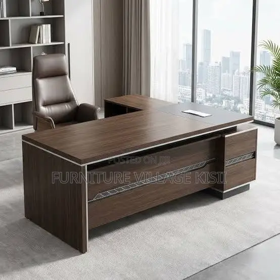 1800mm Brown Executive L-Shaped Office Desk